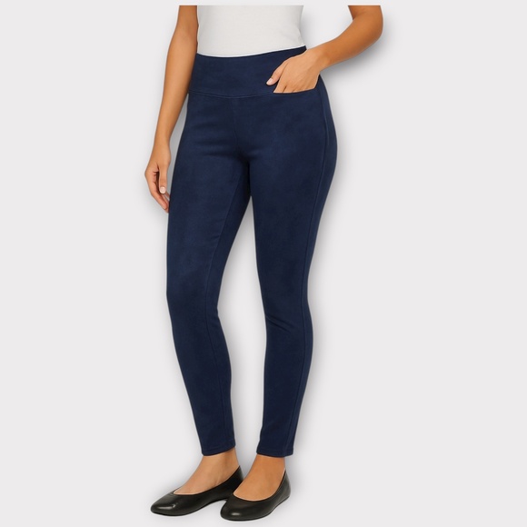 NWT Andrew Marc Soft Faux Suede Pull-On Pants – S – Navy - Picture 1 of 8